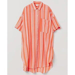 LemLem x H&M Long Orange and White Striped Oversized Shirt M/L
